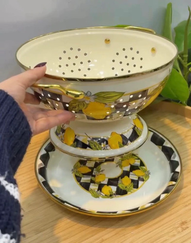 ست آبکش و سینی لعابی