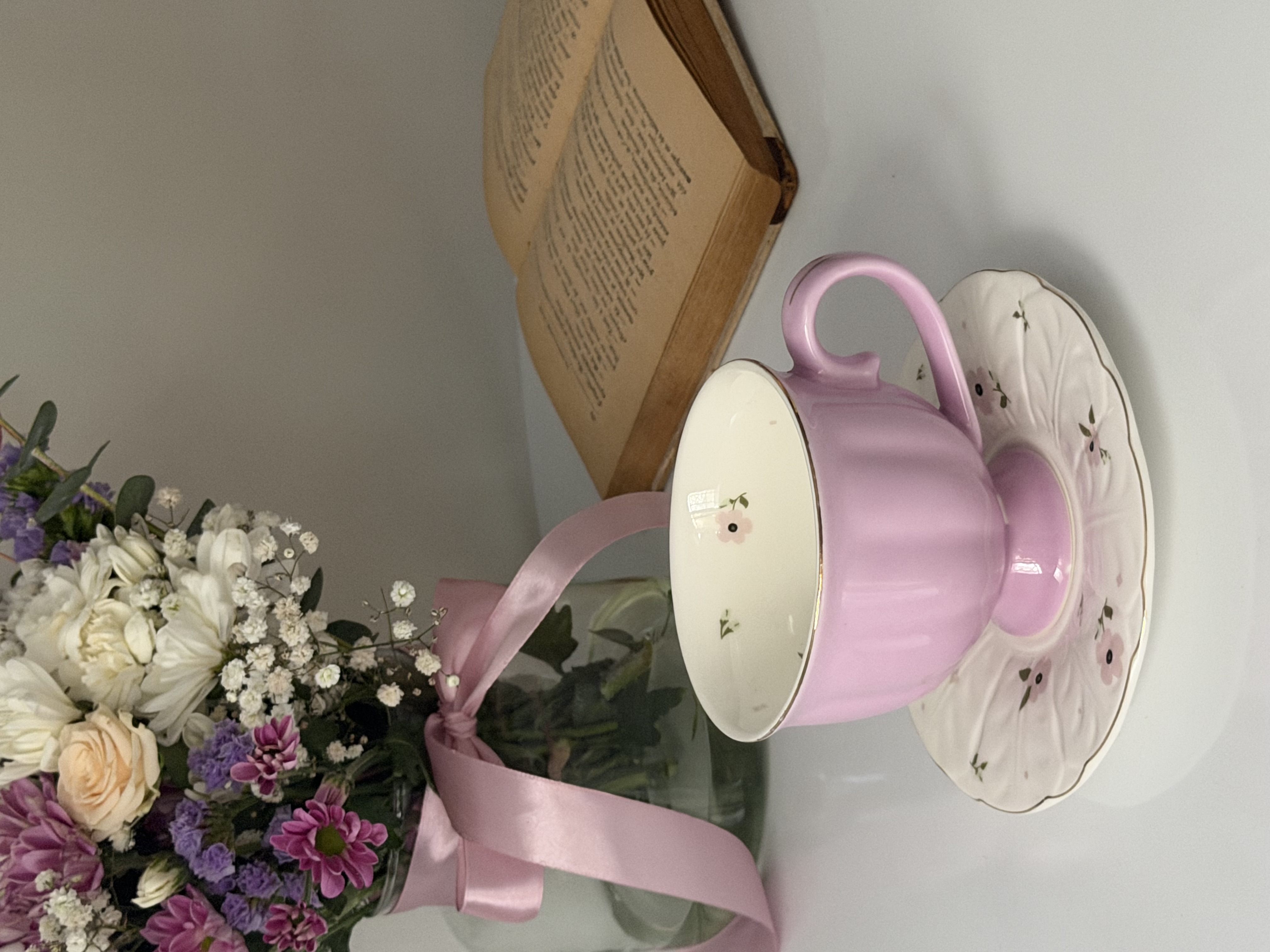 فنجان نعلبکی گلدار چایخوری رنگی (تک)