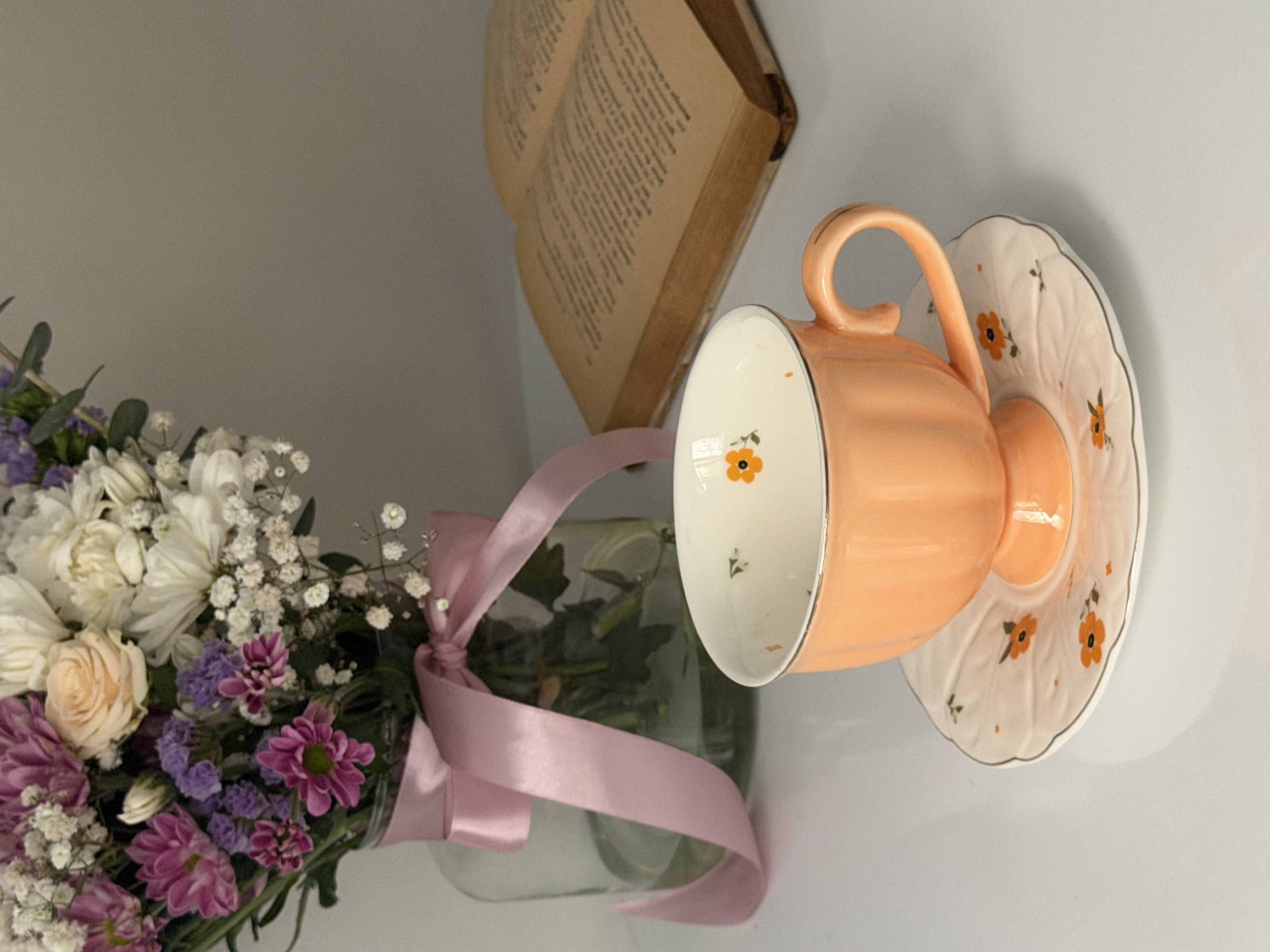 فنجان نعلبکی گلدار چایخوری رنگی (تک)