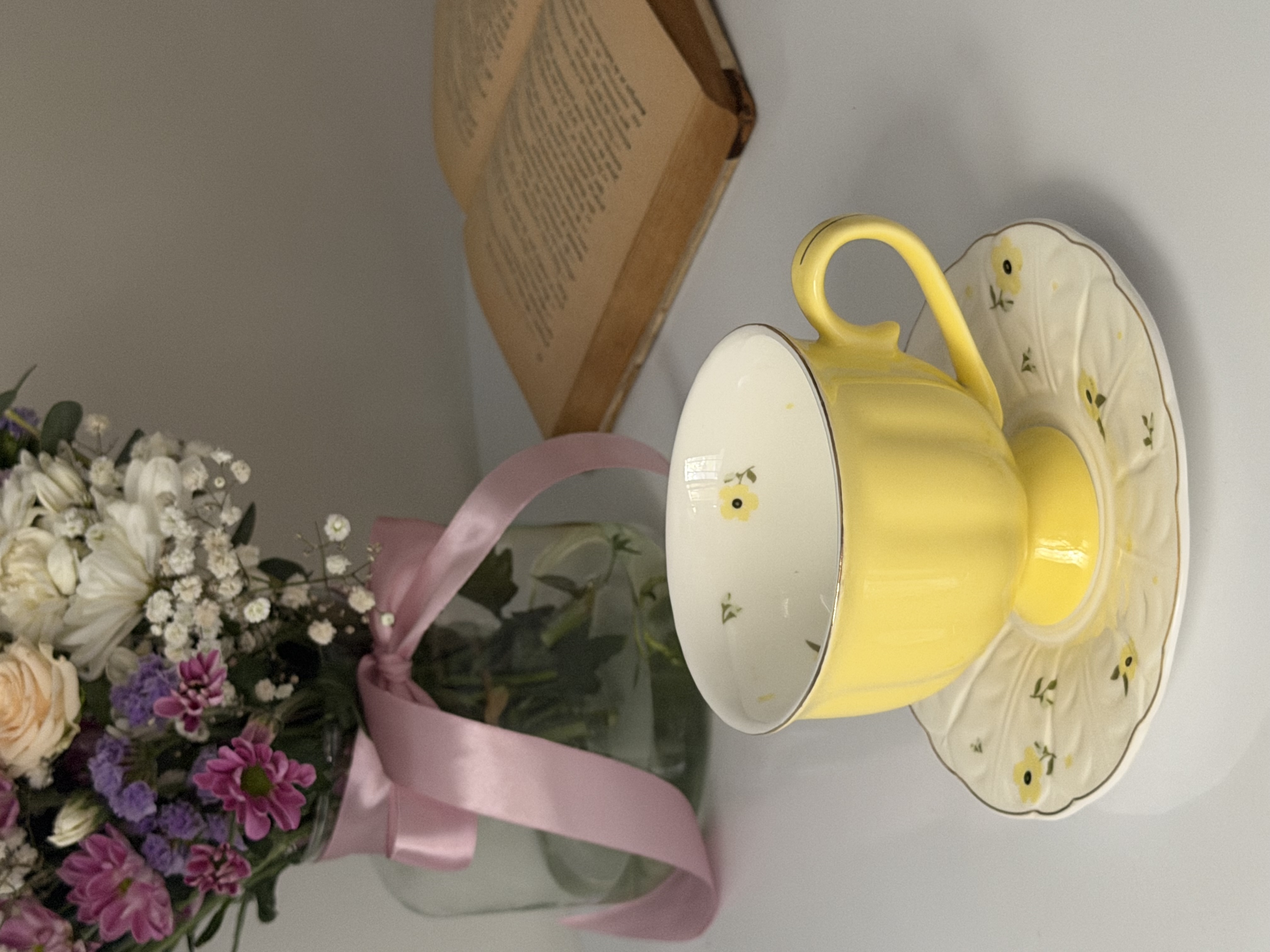 فنجان نعلبکی گلدار چایخوری رنگی (تک)