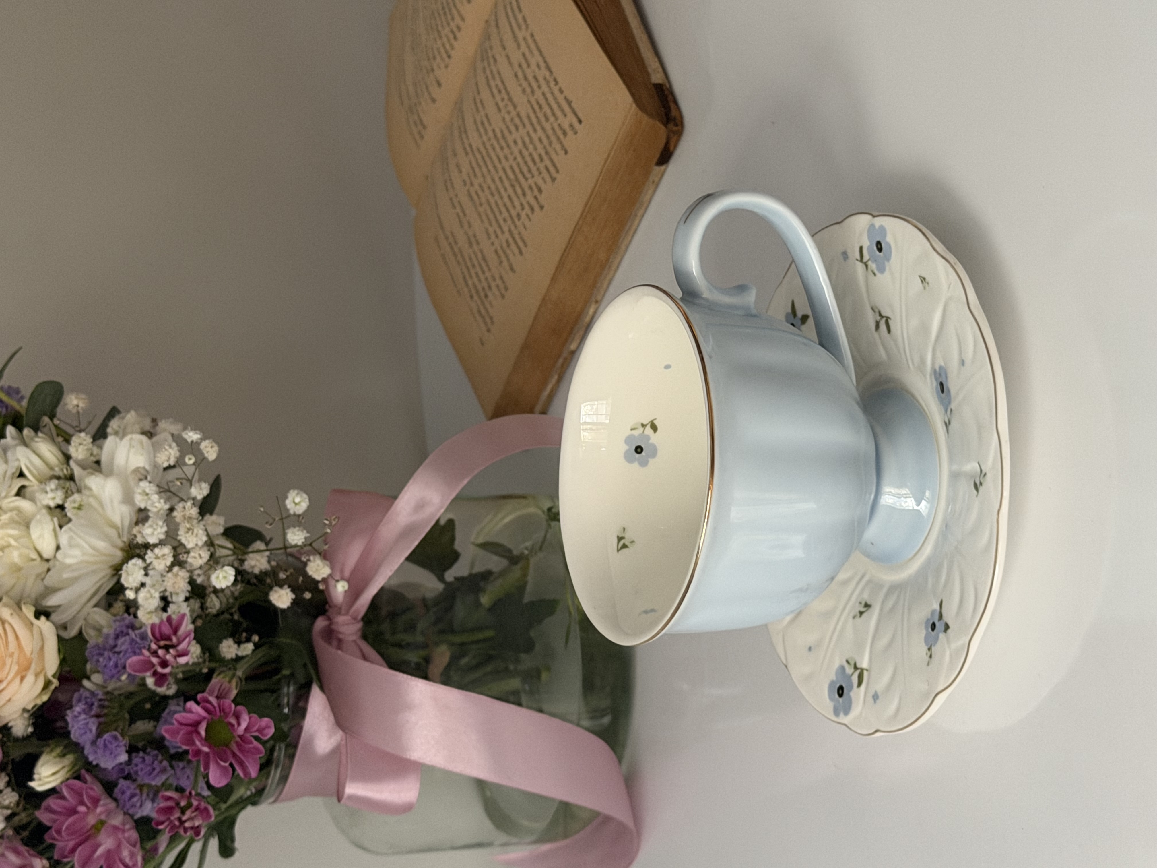 فنجان نعلبکی گلدار چایخوری رنگی (تک)